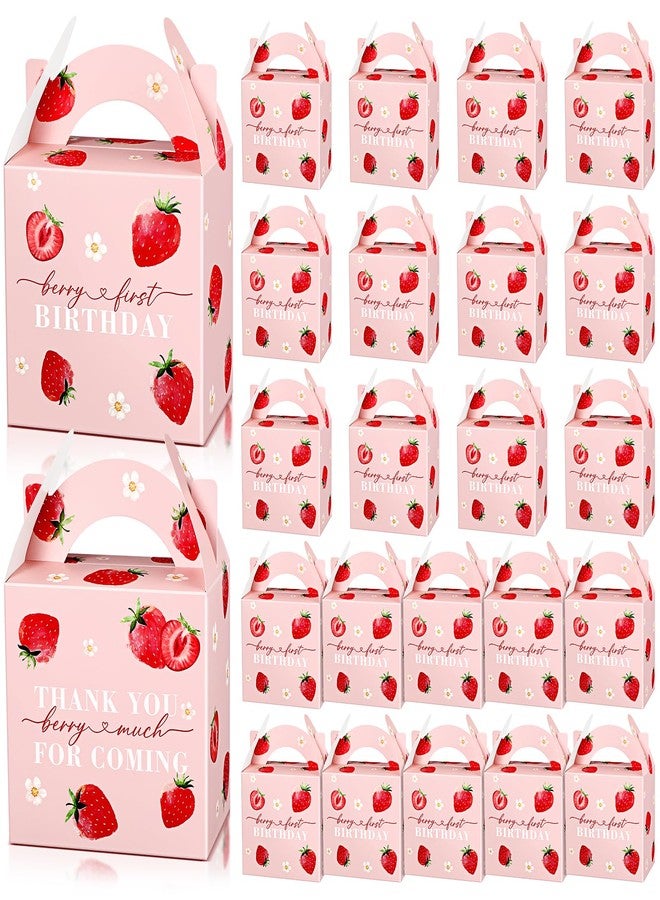 Sinload 24 Pack Strawberry Birthday Party Favor Sweet Strawberry Treat Box 6.1 X 3.9 X 8.3 In Fruit Gift Candy Box Strawberry Theme Goodie Present Box for Sweet One Birthday Baby Shower Decor Supplies - Image 1